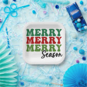 メリーシメリーーズ – レトロホリデーアート ペーパープレート (パーティー)