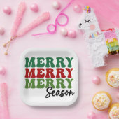 メリーシメリーーズ – レトロホリデーアート ペーパープレート (パーティー)