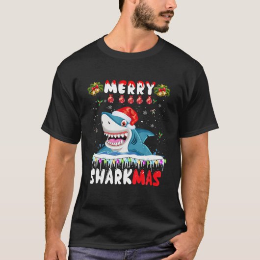 メリーシャルクマサンタ・クリスマスシャークスオーバーメンズB Tシャツ (正面)