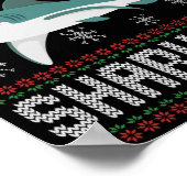 メリーシャークマスおもしろいクリスマスシャーク醜いセーター ポスター (角)