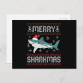 メリーシャークマスおもしろいクリスマスシャーク醜いセーター ポストカード (正面/裏面)