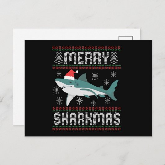 メリーシャークマスおもしろいクリスマスシャーク醜いセーター ポストカード (正面/裏面)