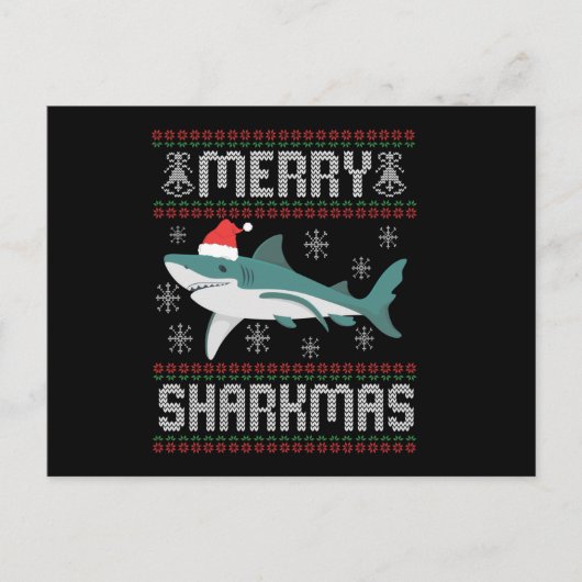 メリーシャークマスおもしろいクリスマスシャーク醜いセーター ポストカード (正面)