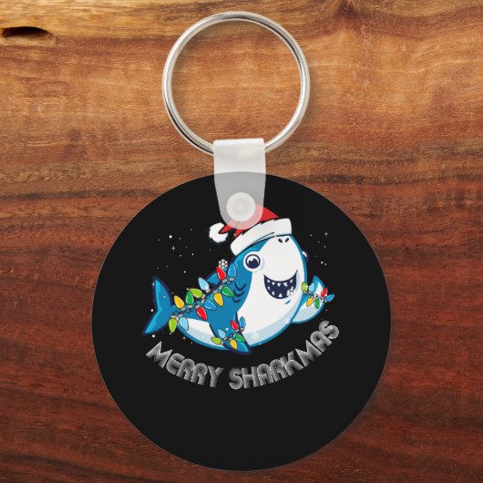 メリーシャークマスサンタクリスマスシャークスシーズラバーギフト キーホルダー (正面)
