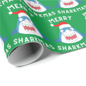 メリーシャークマスパターおもしろいンSanta Sharkクリスマス ラッピングペーパー (ロールコーナー)