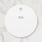 メリーシンプルクリスマスのネイビーパーソナライズされたブルー フェイバータグ (裏面)