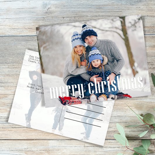 メリーシンプルクリスマスのミニマリスト2枚かわいい シーズンポストカード