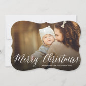 メリーシンプルクリスマスの白い脚本撮モダン影 シーズンカード (正面)