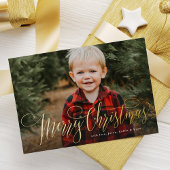 メリーシンプルクリスマス写真一家 箔シーズンカード