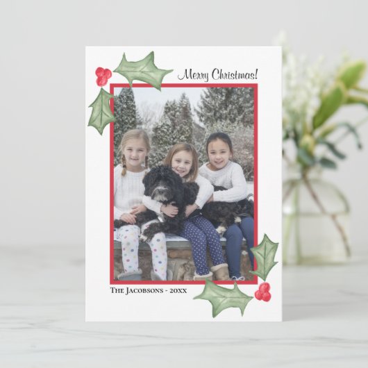 メリーシンプルクリスマス水彩写真枠 シーズンカード (スタンド正面)