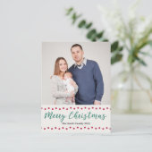 メリーシンプルクリスマス赤と緑のカスタム写真 シーズンポストカード (スタンド正面)