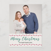 メリーシンプルクリスマス赤と緑のカスタム写真 シーズンポストカード (正面)