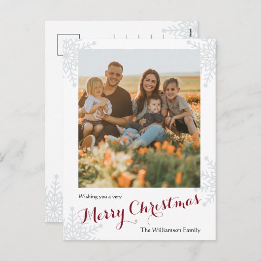 メリーシンプルスカスタムクリスマスの家族写真 シーズンポストカード (正面/裏面)