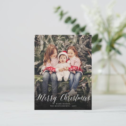 メリーシンプルスクリスマスモダン脚光クラシック写真 シーズンポストカード (スタンド正面)