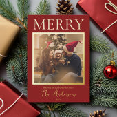 メリーシンプルモダンミニマル写真 箔シーズンカード