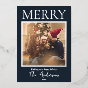 メリーシンプルモダンミニマル写真 箔シーズンカード