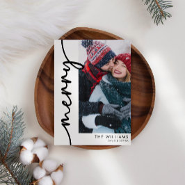 メリーシンプルHoliday Script モダン Christmas Card シーズンカード