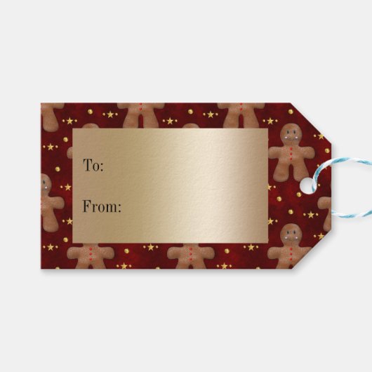 メリージンジャーブレッドマンと星クリスマス ギフトタグ (正面(横))
