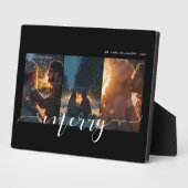 メリースクリプト カップル 3枚の写真レイアウト 記念品 フォトプラーク (側面)