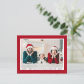 メリースタイリッシュクリスマスの写真赤 ポストカード (スタンド正面)