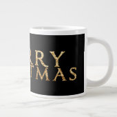 メリースタイリッシュクリスマス挨拶金ゴールドグリッタールック ジャンボコーヒーマグカップ (右)