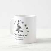 メリースタイリッシュクリスマス白黒のクリスマスツリー コーヒーマグカップ (正面左)