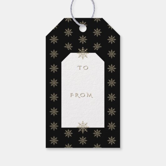 メリースタイリッシュクリスマス黒金ゴールドスノーフレーク ギフトタグ (裏面)