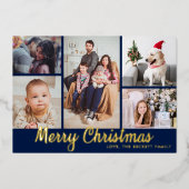 メリースタイリッシュクリスマス5フォトコラージュ実在 箔シーズンカード (正面)