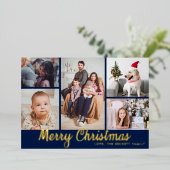 メリースタイリッシュクリスマス5フォトコラージュ実在 箔シーズンカード (立ち正面)