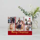 メリースタイリッシュクリスマス5フォトコラージュ実在 箔シーズンポストカード (立ち正面)