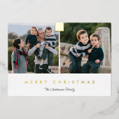 メリースタイリッシュスミニマルクリスマ2写真実在金ゴールド 箔シーズンカード (正面)