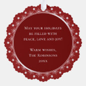 メリースタイリッシュスモダンエレガントト写真レッド オーナメントカード (裏面)