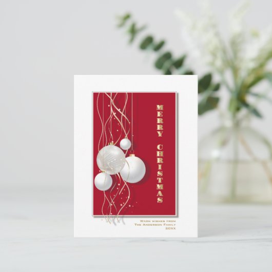 メリースタイリッシュ赤と白クリスマス ポストカード (スタンド正面)