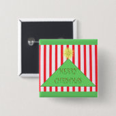 メリーストライプの・クリスマスツリー 缶バッジ (正面&裏面)