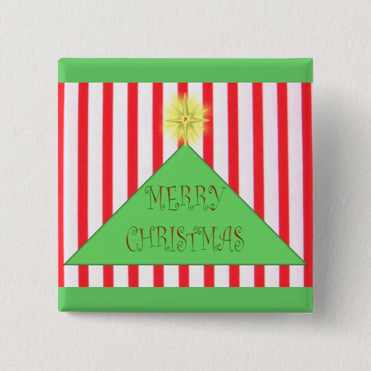 メリーストライプの・クリスマスツリー 缶バッジ (正面)