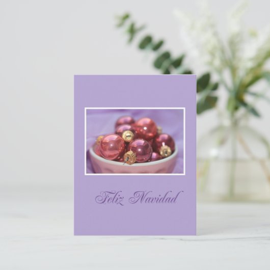 メリースペインのクリスマスイラ&ピンクオーナメント シーズンポストカード (スタンド正面)