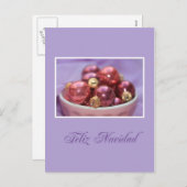 メリースペインのクリスマスイラ&ピンクオーナメント シーズンポストカード (正面/裏面)