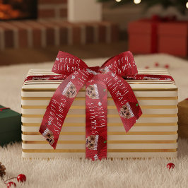 メリースロッサムサンタスロスレッドクリスマスリボン サテンリボン