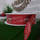 メリースロッサムサンタスロスレッドクリスマスリボン サテンリボン