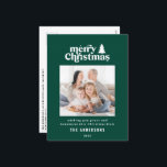 メリータイポグラフィ写真 シーズンポストカード<br><div class="desc">クリスマスメリーグラフィックタイポグラフィ写真のホリデーカード。手描きモダンの文字と木。</div>
