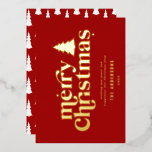 メリータイポグラフィ非写真 箔シーズンカード<br><div class="desc">メリークリスマスのグラフィックタイポグラフィ非フォトホリデーカード。手描きモダンの文字と木。</div>