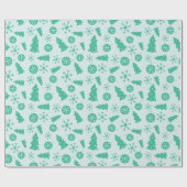 メリーターコイズのクリスマスツリーとオーナメント ラッピングペーパー (フラット)