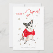 メリードグマスかわいい水彩犬の写真クリスマス シーズンカード (正面)