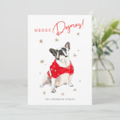 メリードグマスかわいい水彩犬の写真クリスマス シーズンカード (スタンド正面)