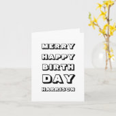 メリーハッピーバースデー名前をカスタムするモダンクリスマス カード (黄色い花)