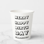 メリーハッピーバースデー名前をカスタムするモダンクリスマス 紙コップ (正面)