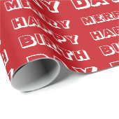 メリーハッピーバースデー赤い白のクリモダンスマス ラッピングペーパー (ロールコーナー)