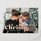 メリーバラ金ゴールド付きスタイリッシュクリスマス写真 箔シーズンカード (正面)