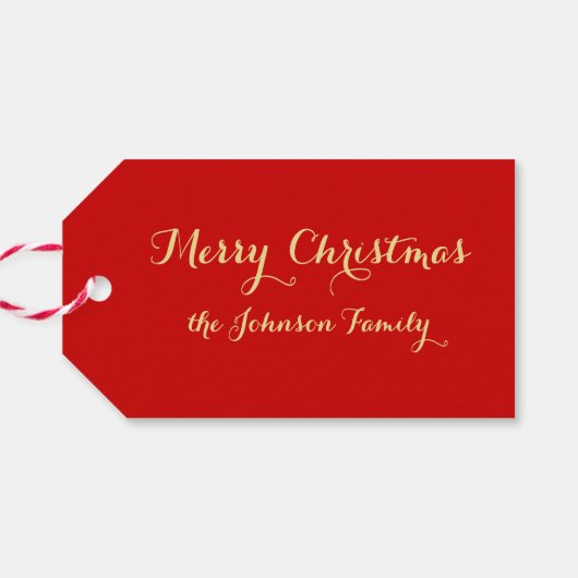 メリーパーソナライズされたエレガントクリスマスの家族の名前 ギフトタグ (裏面横)