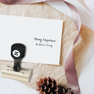 メリーパーソナライズされたエレガントクリスマスの家族の名前 ラバースタンプ